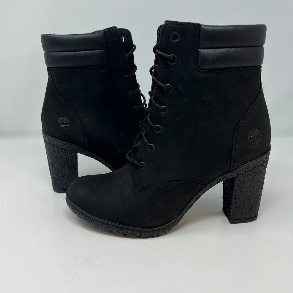NWOT Timberland Women's Tillston High Heel Boots Size 7 Black Leather - Picture 6 of 13